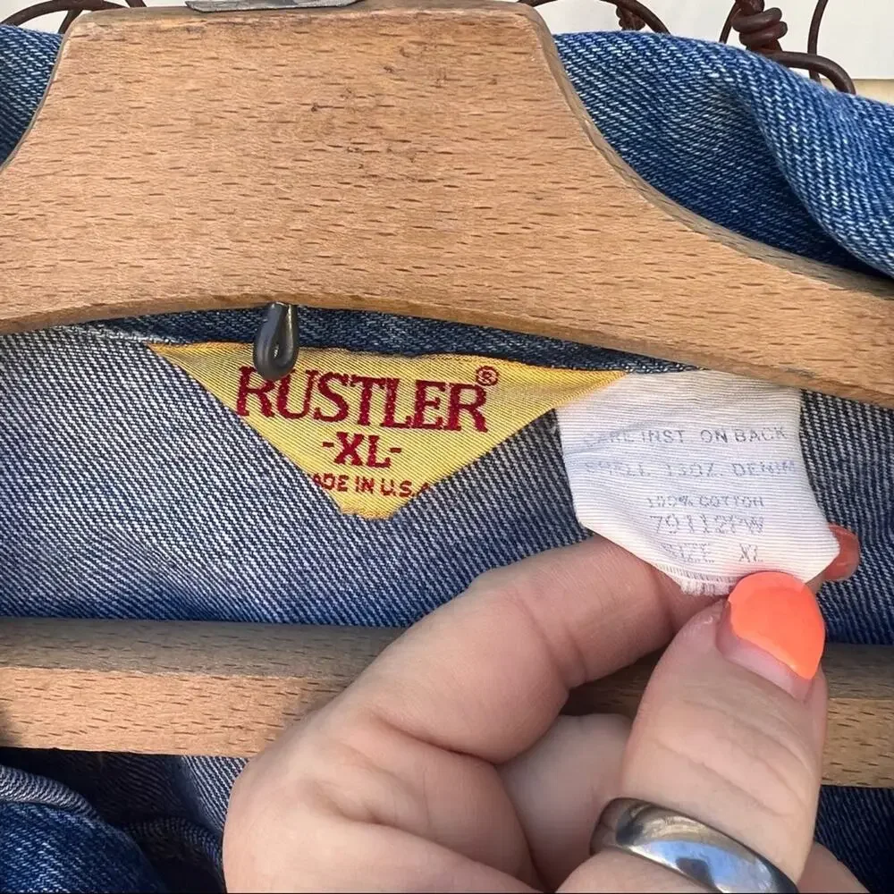 Vintage 70s Rustler denim jean trucker jacket XL